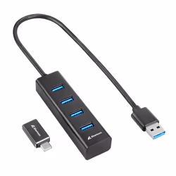 Sharkoon 4044951037582, USB 3.2 Gen 1 (3.1 Gen 1) Type-C, USB 3.2 Gen 1 (3.1 Gen 1) Type-A, 5000 Mbit/s, Noir, Aluminium, 0,4 ...