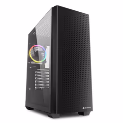 Sharkoon VS9 RGB, Midi Tower, PC, Noir, ATX, micro ATX, Mini-ATX, maison/bureau, 15,8 cm