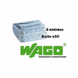 Borne de connexion automatique wago à 5 entrées, transparente pour une parfait visibilité et controle du dénudage et de la co ...