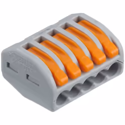 Connecteur rapide d'installation de la série 222. 5 douilles avec borne à ressort 0,08 ÷ 2,5 mm2. Fabricant : WAGO Type de co ...