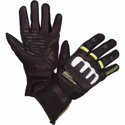Modeka Air Ride Gants de moto, noir-blanc-jaune, taille S M pour Hommes