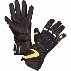 Modeka Daren Gants de moto, noir-blanc-jaune, taille S pour Hommes