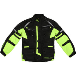 Modeka Tourex II Veste textile de moto pour enfants, noir-jaune, taille XS 140 pour Des gamins