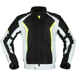 Modeka Khao Air Veste textile de moto, noir-gris-jaune, taille 4XL pour Hommes