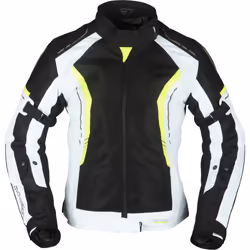 Modeka Khao Air Veste textile de moto dames, noir-gris-jaune, taille 34 pour Femmes