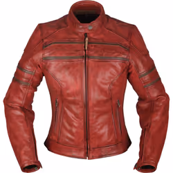 Modeka Iona Veste en cuir de moto dames, rouge, taille 38 pour Femmes