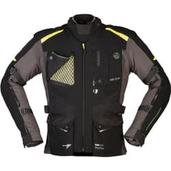 Modeka Talismen Veste textile de moto, noir-gris-jaune, taille M pour Hommes