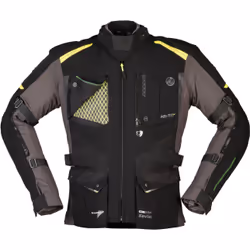 Modeka Talismen Veste textile de moto, noir-gris-jaune, taille M pour Hommes
