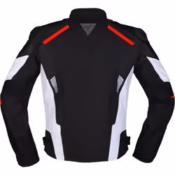 Modeka Lineos Veste textile de moto, noir-blanc-rouge, taille XS pour Hommes