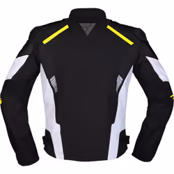 Modeka Lineos Veste textile de moto, noir-blanc-jaune, taille L pour Hommes