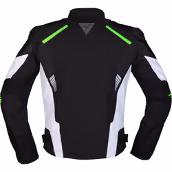 Modeka Lineos Veste textile de moto, noir-blanc-vert, taille M pour Hommes
