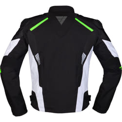 Modeka Lineos Veste textile de moto, noir-blanc-vert, taille XL pour Hommes