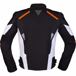 Modeka Lineos Veste textile de moto, noir-blanc-orange, taille L pour Hommes