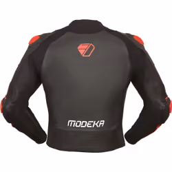 Modeka Yron Veste en cuir de moto, noir-rouge, taille 50 pour Hommes