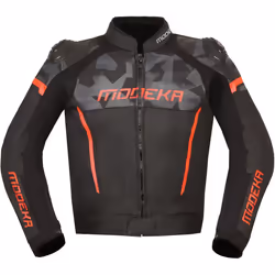 Modeka Valyant Veste en cuir de moto, noir-rouge, taille 52 pour Hommes