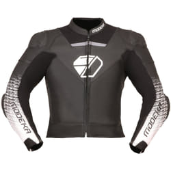 Modeka Yron Veste en cuir de moto, noir-blanc, taille 50 pour Hommes