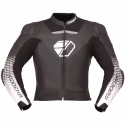Modeka Yron Veste en cuir de moto, noir-blanc, taille 52 pour Hommes