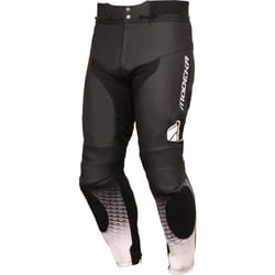 Modeka Yron Pantalon en cuir de moto, noir-blanc, taille 52 pour Hommes
