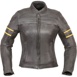 Modeka Iona Veste en cuir de moto dames, noir-jaune, taille 42 pour Femmes