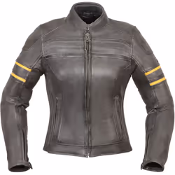 Modeka Iona Veste en cuir de moto dames, noir-jaune, taille 46 pour Femmes