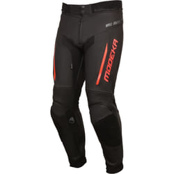 Modeka Valyant Pantalon en cuir de moto, noir-rouge, taille 46 pour Hommes