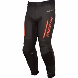 Modeka Valyant Pantalon en cuir de moto, noir-rouge, taille 46 pour Hommes