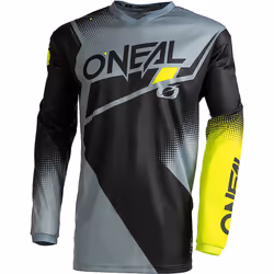 Oneal Element Racewear V.22 Maillot de motocross, noir-gris-jaune, taille S pour Hommes