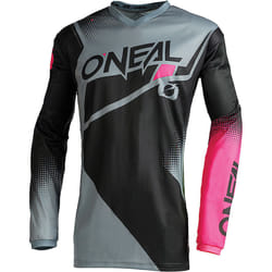 Oneal Element Racewear V.22 Maillot de motocross féminin, noir-gris-rose, taille XL pour Femmes