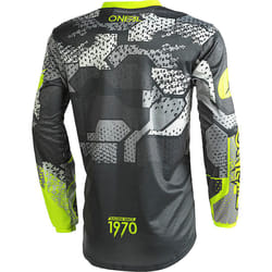 Oneal Element Camo V.22 Maillot de motocross, noir-gris-jaune, taille S pour Hommes