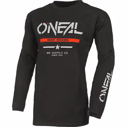 Oneal Element Cotton Squadron V.22 Maillot de motocross, noir-gris-rouge, taille M pour Hommes