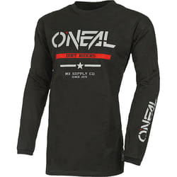 Oneal Element Cotton Squadron V.22 Maillot de motocross, noir-gris-rouge, taille L pour Hommes