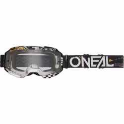 Oneal B-10 Attack Clear Lunettes de motocross, noir-blanc pour Hommes