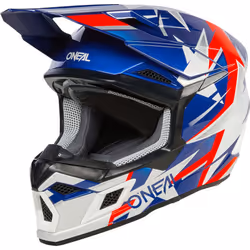 Oneal 3SRS Ride Casque de motocross, blanc-rouge-bleu, taille L pour Hommes