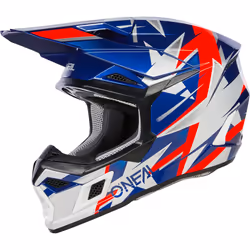 Oneal 3SRS Ride Casque de motocross, blanc-rouge-bleu, taille L pour Hommes