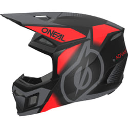 Oneal 3SRS Vision Casque de motocross, noir-gris-rouge, taille 2XL pour Hommes