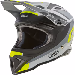 Oneal 1SRS Stream Casque de motocross, noir-gris-jaune, taille S pour Hommes