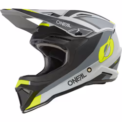 Oneal 1SRS Stream Casque de motocross, noir-gris-jaune, taille 2XL pour Hommes