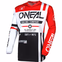 Oneal Element Warhawk Maillot de motocross, noir-blanc-rouge, taille S pour Hommes