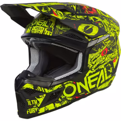 Oneal 3SRS Attack Casque de motocross pour enfants, noir-jaune, taille XL pour Des gamins