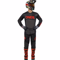 Oneal Element Racewear Pantalons de motocross, noir-gris-rouge, taille 28 pour Hommes