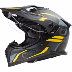 Oneal A-SRS Spike Casque de motocross, noir-gris-jaune, taille M pour Hommes