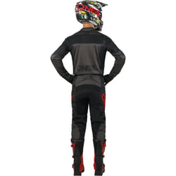 Oneal Element Racewear Pantalons de motocross pour enfants, noir-gris-rouge, taille XL pour Des gamins