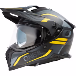 Oneal A-SRS Spike Casque de motocross, noir-gris-jaune, taille XS pour Hommes