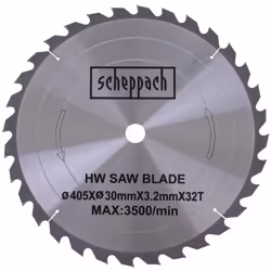 Lame circulaire Scheppach HW 405 x 30 x 3,2 x 2,2 mm / Z 32, modèle 3905103702, idéale pour des coupes précises et durables.  ...