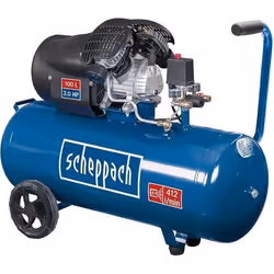 Compresseur dair horizontal Scheppach HC120DC - 100 L - 2200 W - 10 bars - 3CV - Double cylindre à moteur lubrifié