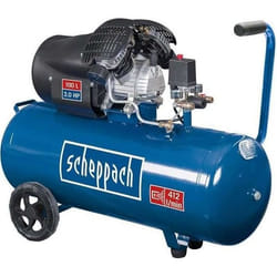 Compresseur dair horizontal Scheppach HC120DC - 100 L - 2200 W - 10 bars - 3CV - Double cylindre à moteur lubrifié