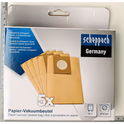 Sacs en papier pour aspirateur Scheppach SprayVac20; 5 unités