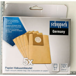 Sacs en papier pour aspirateur Scheppach SprayVac20; 5 unités