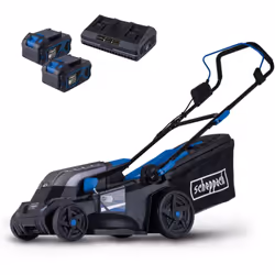 La tondeuse à gazon sans fil Le kit de tondeuse à gazon sans fil BC-MP380-X de Scheppach, avec sa largeur de coupe de 38 cm , ...