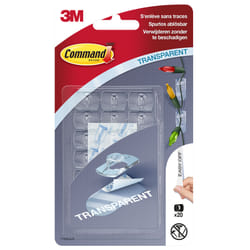 Command Crochets déco clip, 17026CLR, Transparents, 20 clips, 24 languettes